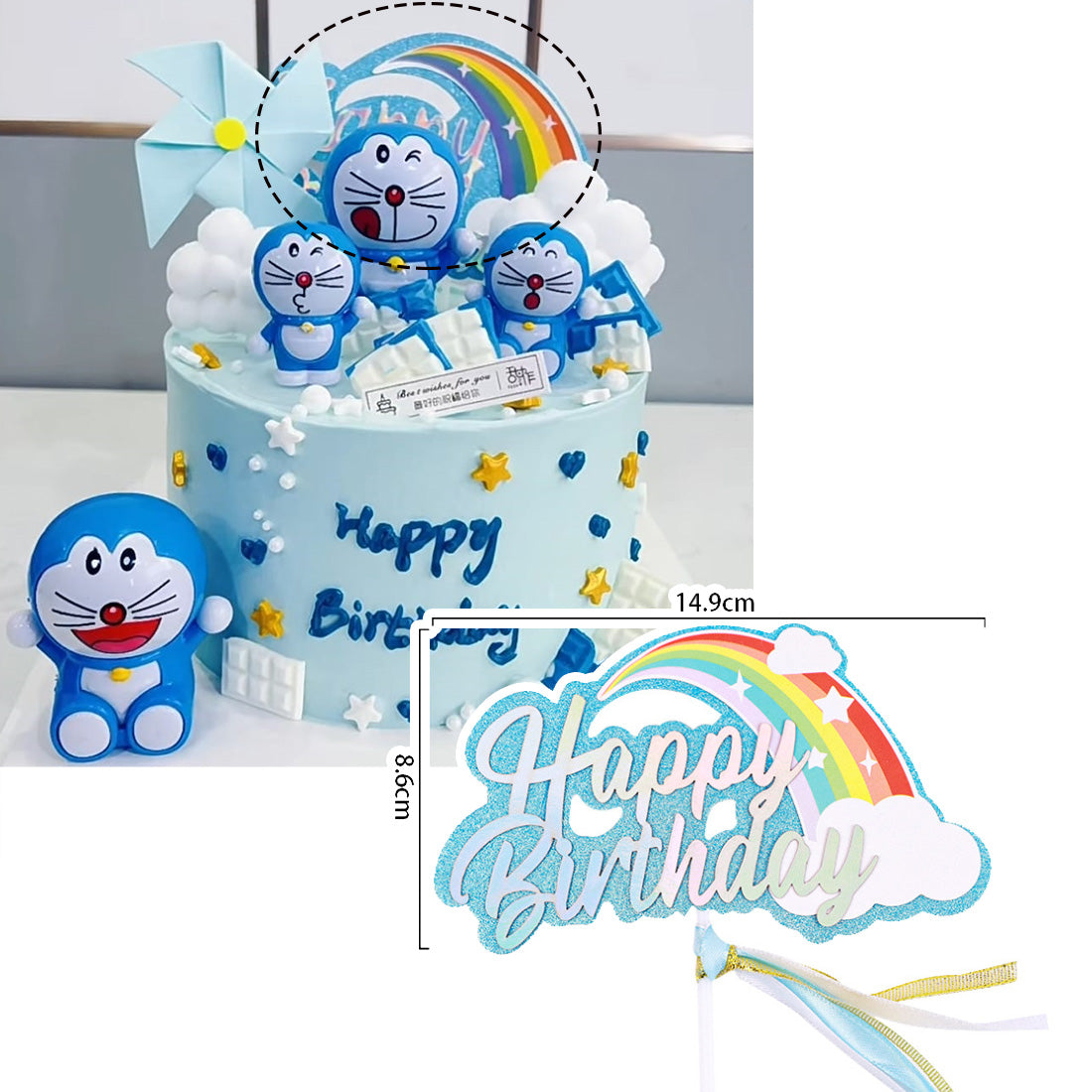 Doraemon figurine cake topper toy cloud topper daxiong toy