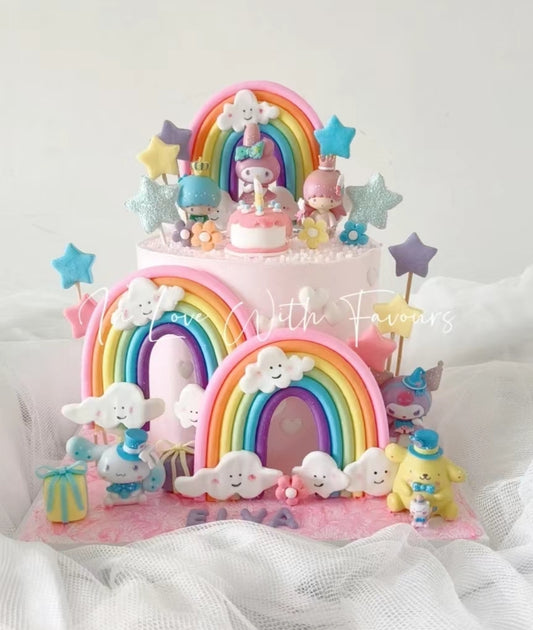 Large rainbow topper - cake topper for birthday cakes in polymer clay