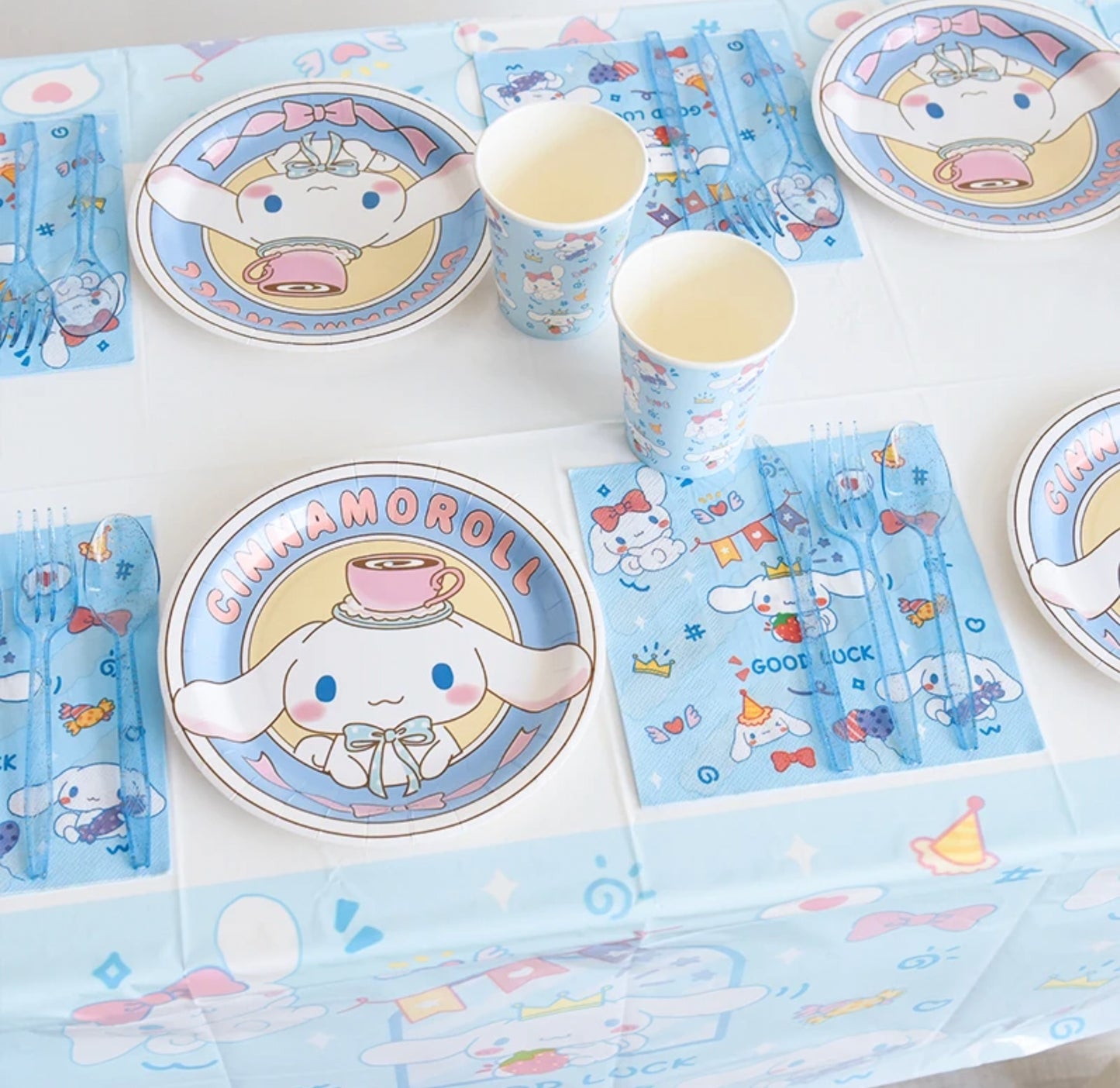 10pcs Sanrio Dessert Table Hello Kitty Party Plates Paper Cup Kuromi Cinnamoroll Party disposable plate
