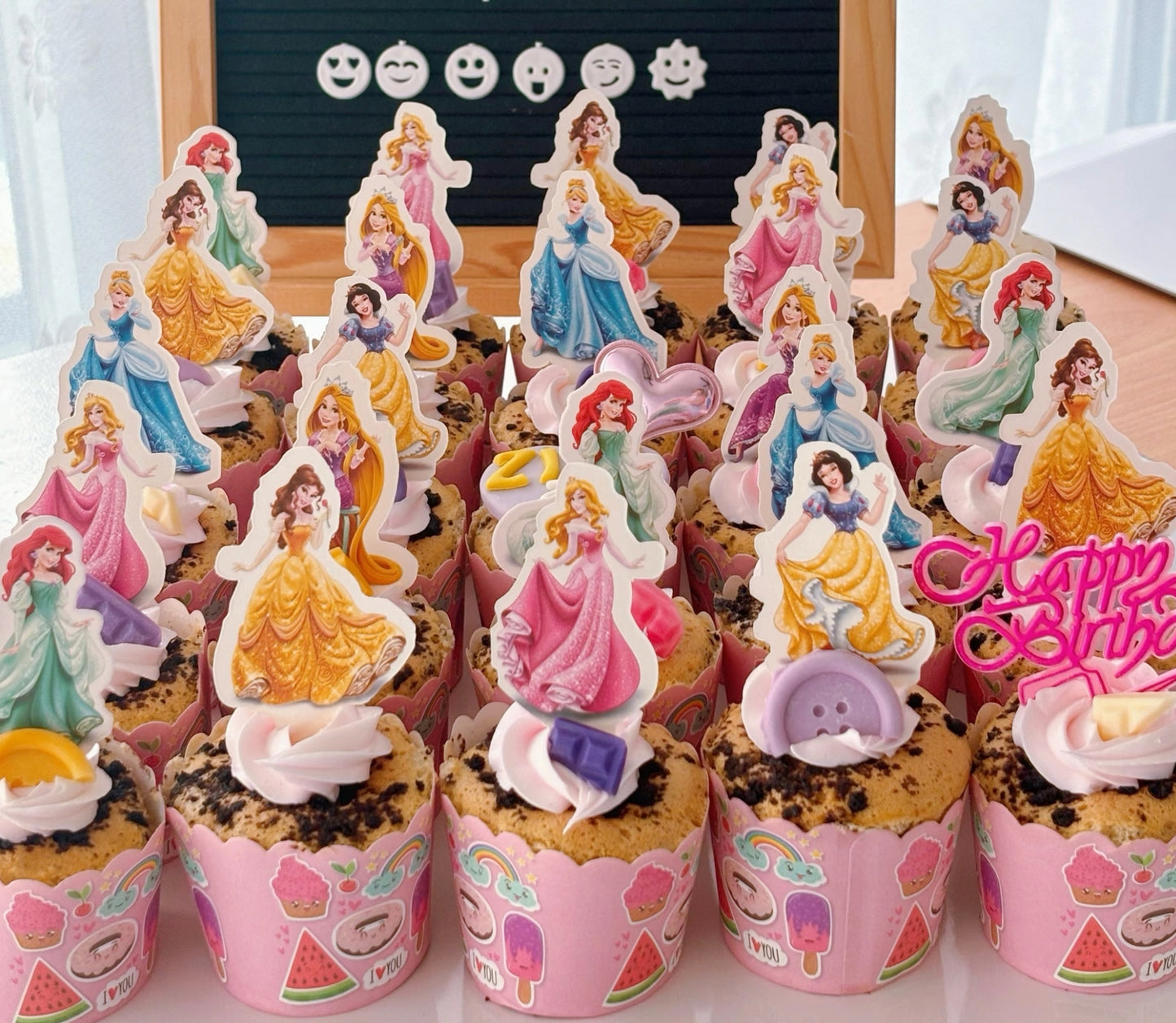 24pcs Disney Princess Cupcake Toppers Cake decoration