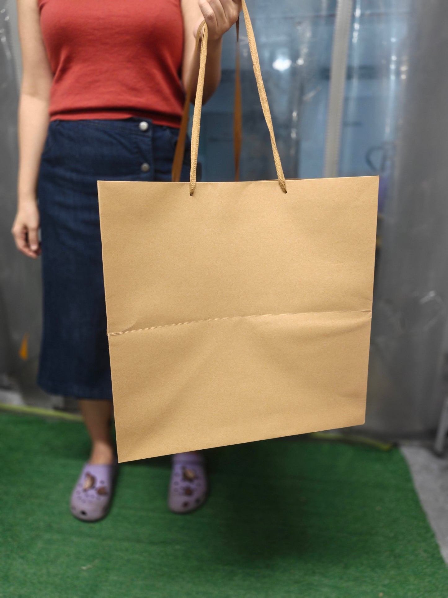 Square paper bag Cake box carrier bag transparent plastic bag gift bag large bottom carrying bag