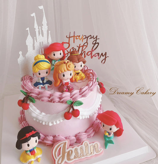 6pcs Sitting Disney Princess Figurine Cake Topper