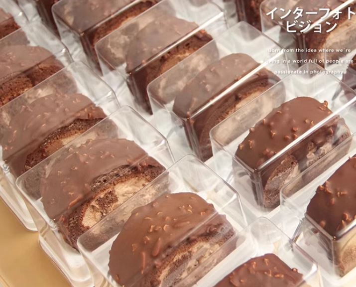 🔥 10pcs swiss roll slice log cake slices cake box semi-circle transparent tray