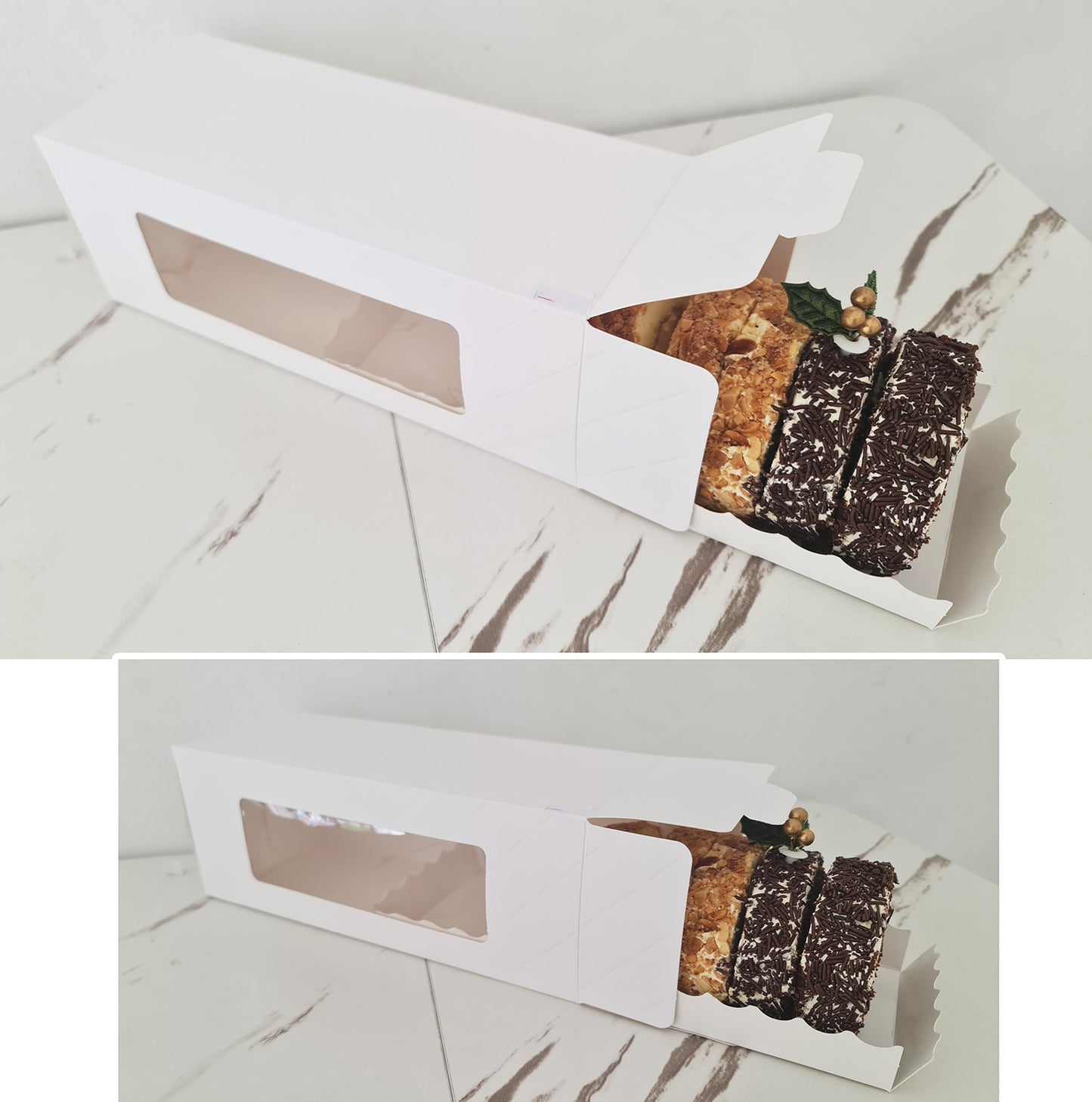 Slice Cake Box Single piece Box Swiss Roll Box - Log Cake Box Long Paper Box Packaging