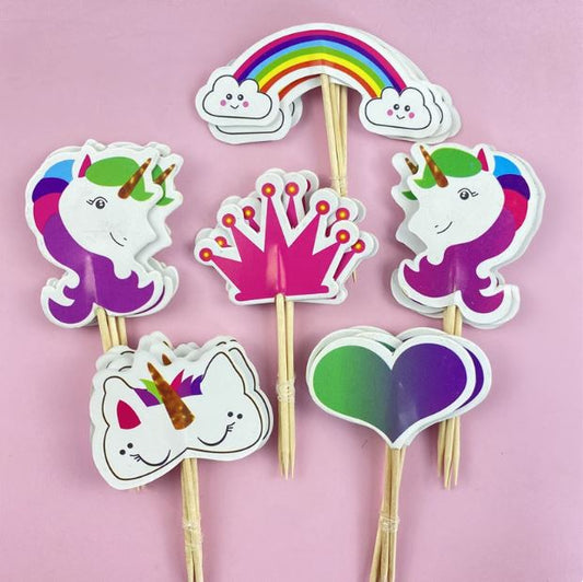 24pcs Unicorn Cupcake Toppers