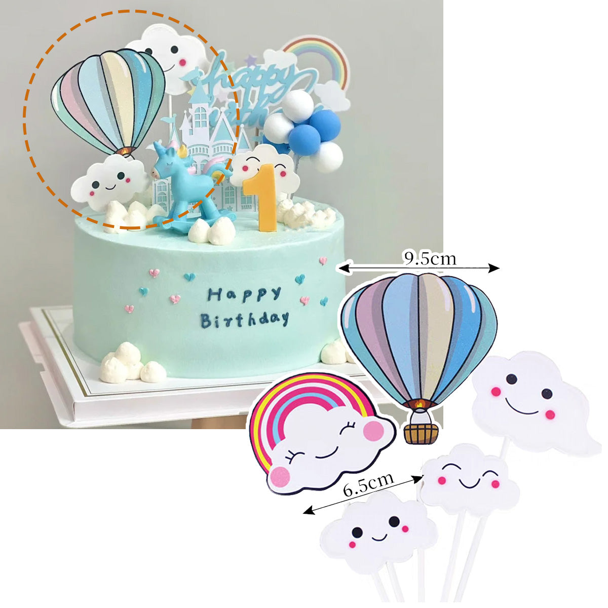 Unicorn topper cloud cake topper cake decorating tool hot air balloon decoration