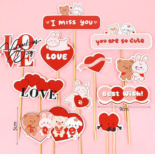 Valentine V day Toppers I love you Cake Decoration