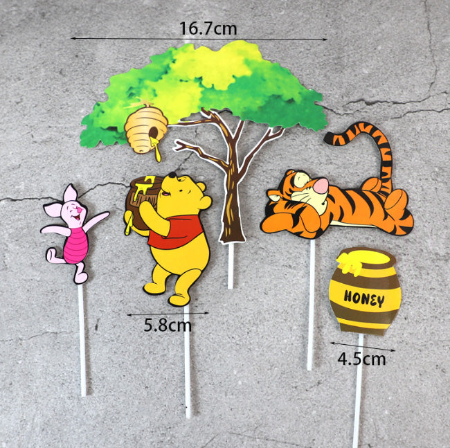Winnie the Pooh toy figurine cake topper piglet tigger cake decoration for kids children house & tree topper bee