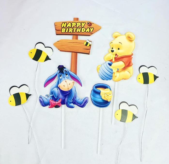 Winnie the Pooh toy figurine cake topper piglet tigger cake decoration for kids children house & tree topper bee