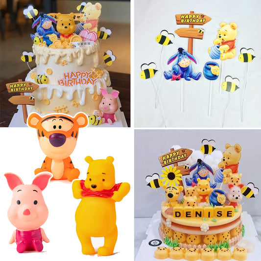 Winnie the Pooh toy figurine cake topper piglet tigger cake decoration for kids children house & tree topper bee