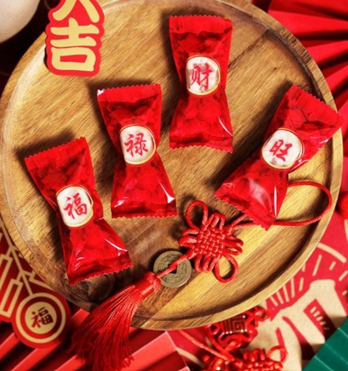 🇸🇬100pcs CNY cookie bag nougat wrapper ineapple tart packaging bag heat sealed plastic bags Fortune cat wrappers