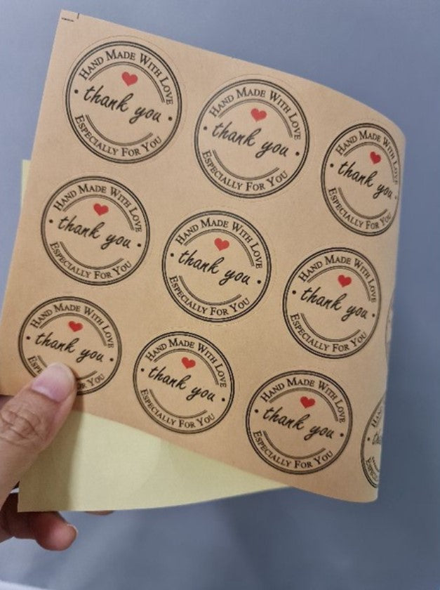 105pcs Thank you stickers baked goods package decoration label brownie cookie gratitude handmade with love sticker