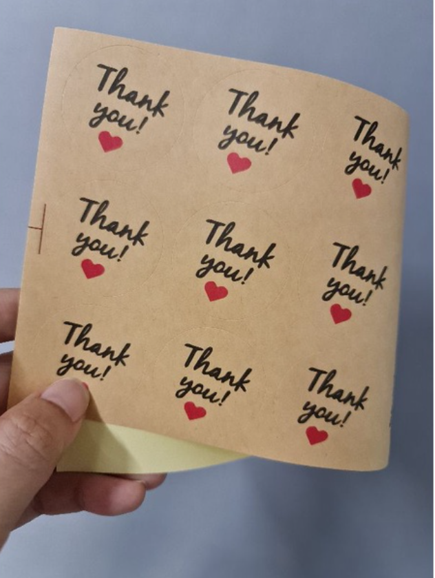 105pcs Thank you stickers baked goods package decoration label brownie cookie gratitude handmade with love sticker
