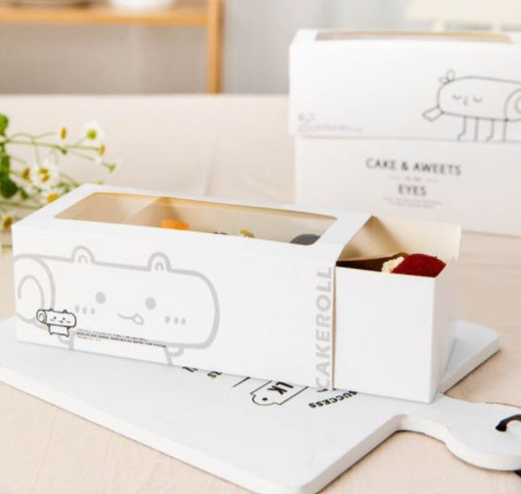 🇸🇬10pcs swiss roll box - log cake box - packaging tray box - napkin roll tray gift box