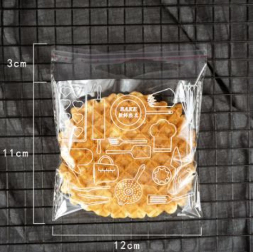 100pcs bun wrapper cookie bag bread storage bag plastic transparent bag adhesive wrappers