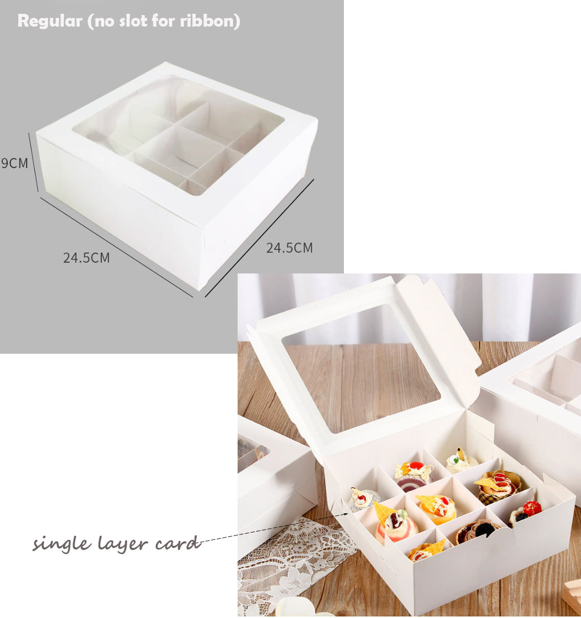 (10 inch box) 9 cavity cake box mini dessert box pastry brownie packaging mooncake box packing tray