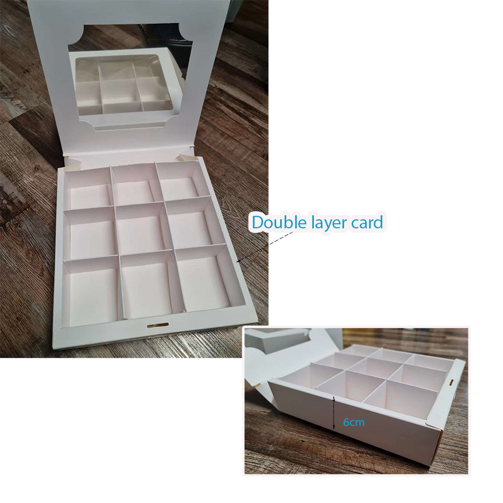 (10 inch box) 9 cavity cake box mini dessert box pastry brownie packaging mooncake box packing tray