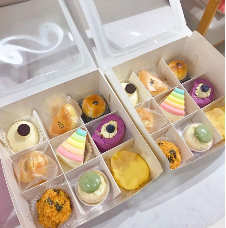 (10 inch box) 9 cavity cake box mini dessert box pastry brownie packaging mooncake box packing tray