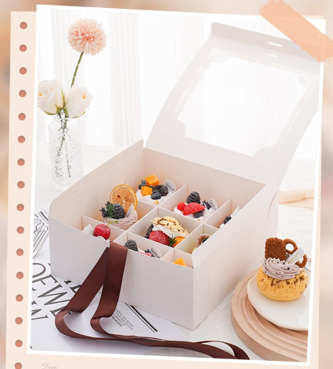 (10 inch box) 9 cavity cake box mini dessert box pastry brownie packaging mooncake box packing tray