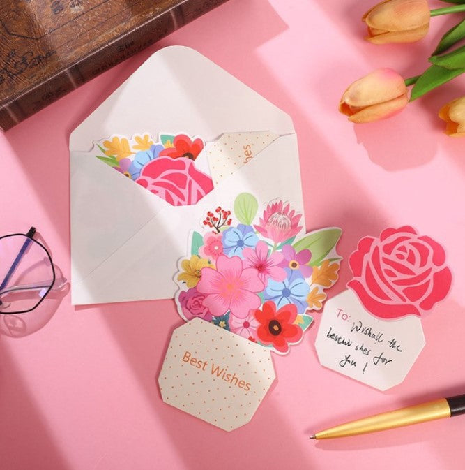 Flower Bouquet greeting card Best wishes get well card