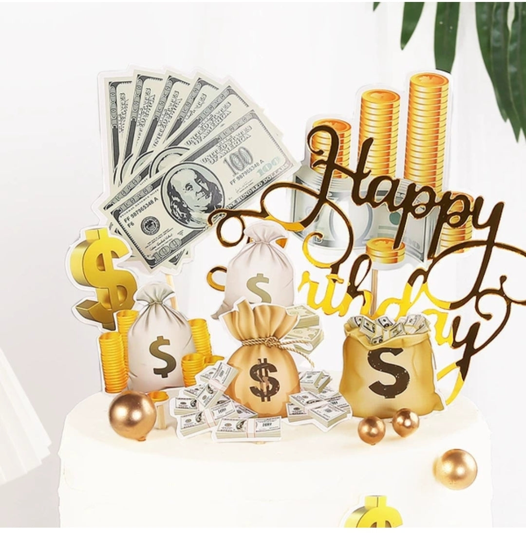 Money Cake topper money pulling cake lucky 财神爷 摇钱树 chinese new year auspicious figurine money tree decoration