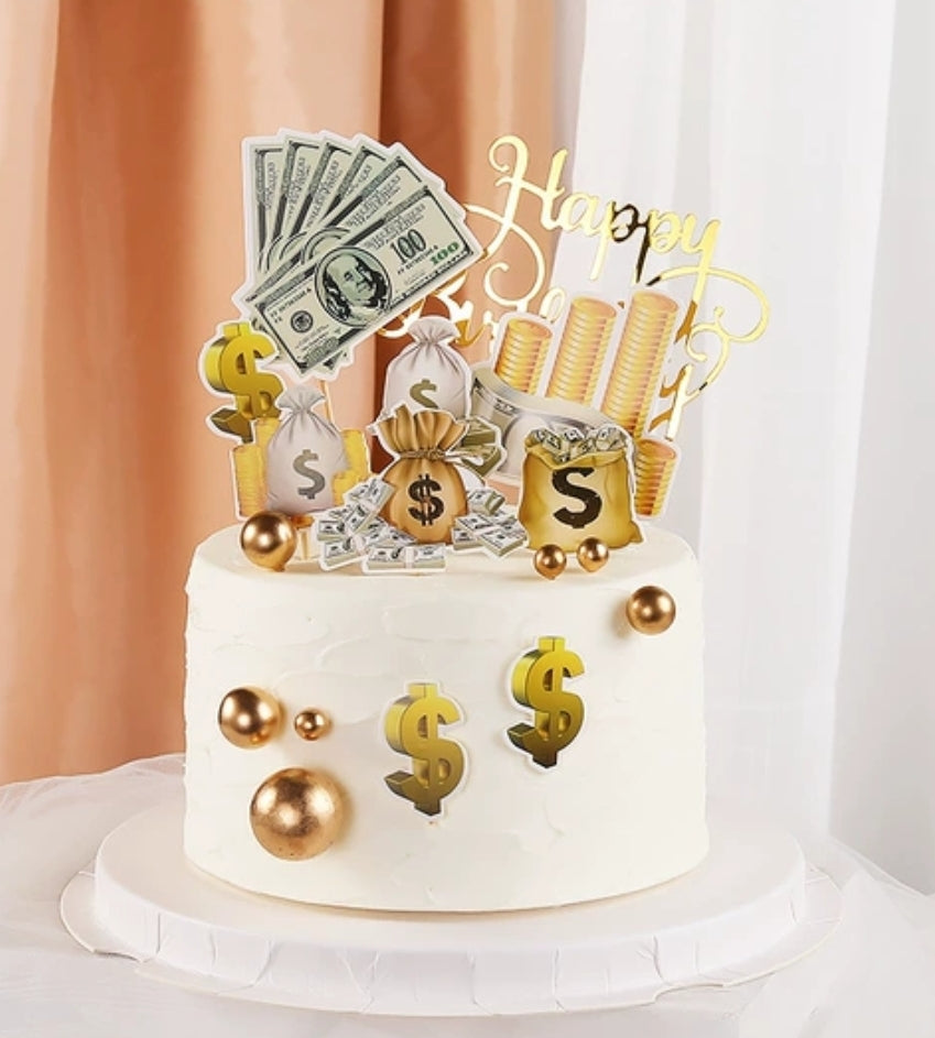 Money Cake topper money pulling cake lucky 财神爷 摇钱树 chinese new year auspicious figurine money tree decoration