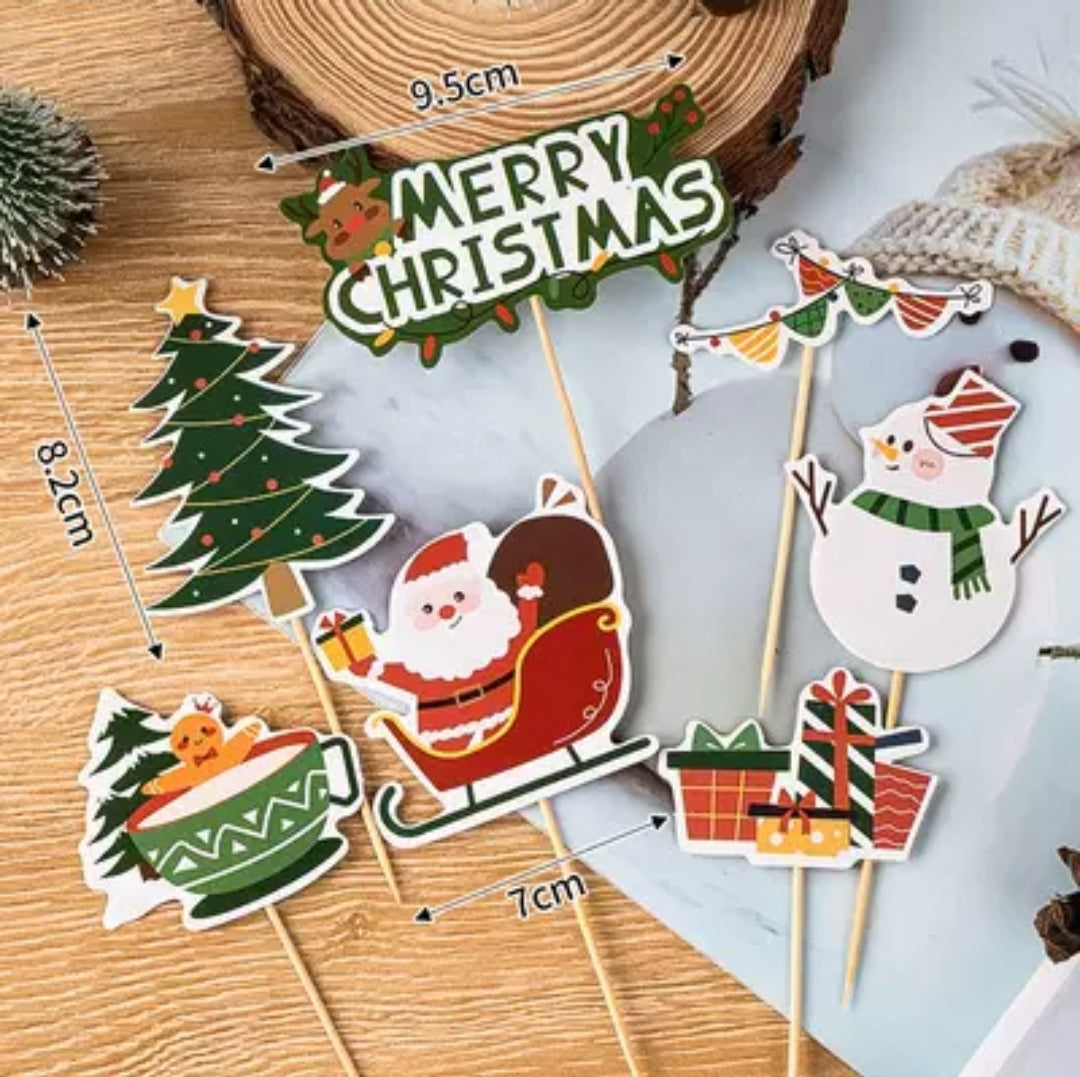 Christmas cake topper xmas tree snowman gingerbread boy cottage house cupcake decoration