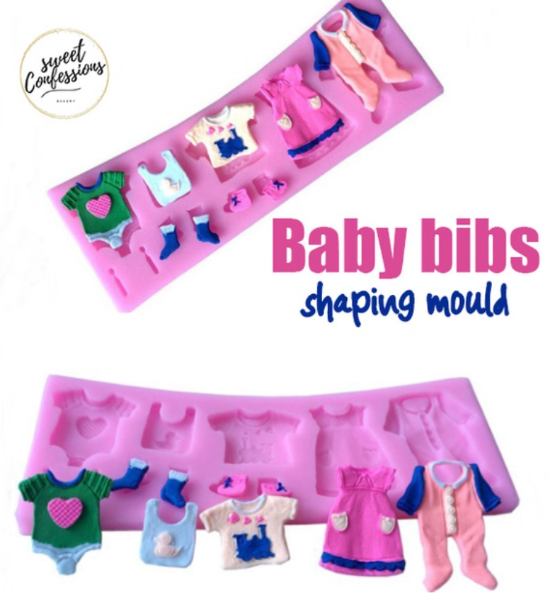 Baby mould clothings kid clothes bib jumper fondant silicone mould cake decorating 1st birthday first mold