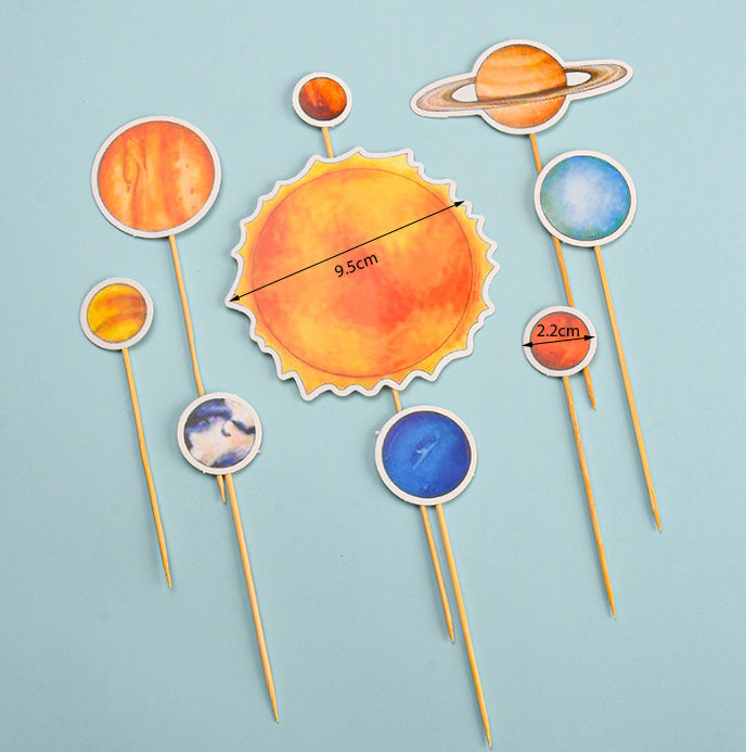 Astronaut cake topper galaxy planet cupcake birthday decoration for kids space travel boy