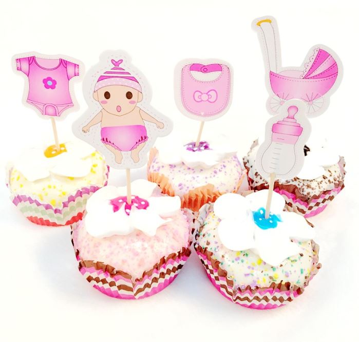 24pcs Cocomelon Baby cupcake toppers gender reveal sesame street topper it's a girl boy baby shower cake decoration tag