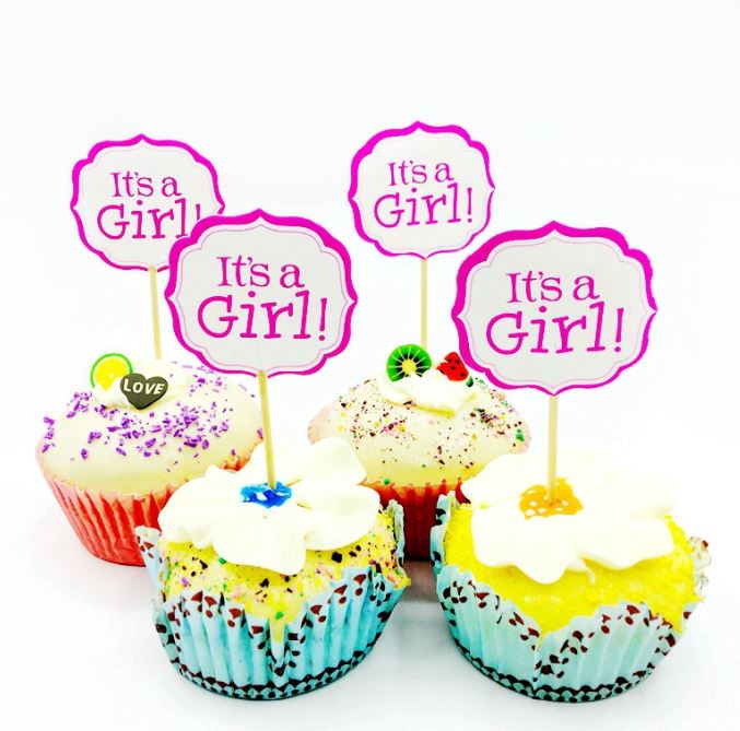 24pcs Cocomelon Baby cupcake toppers gender reveal sesame street topper it's a girl boy baby shower cake decoration tag