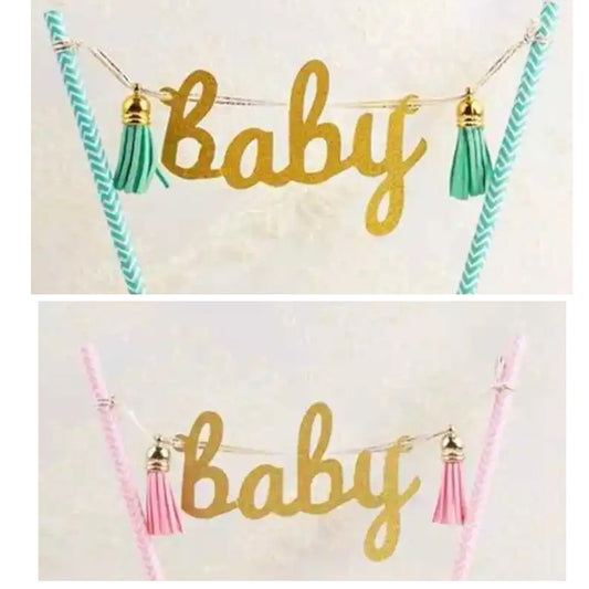 Baby girl/boy kids shower bunting topper for birthday cake