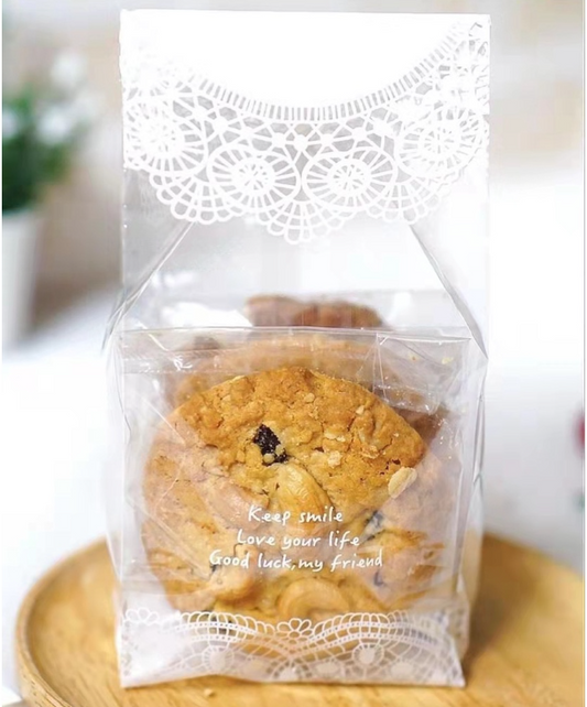 🇸🇬50pcs Lace cookie bags biscuit packaging wrappers plastic bag gift wrapper madeleine sweet confessions