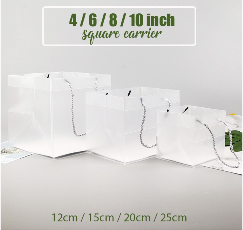 Square paper bag Cake box carrier bag transparent plastic bag gift bag large bottom carrying bag