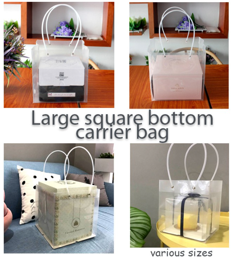 Square paper bag Cake box carrier bag transparent plastic bag gift bag large bottom carrying bag