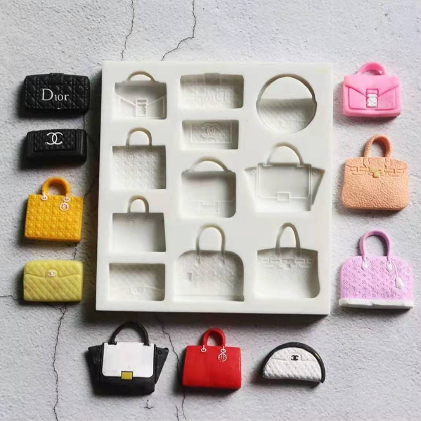 Handbag silicone mould cake decorating branded bag silicon mold