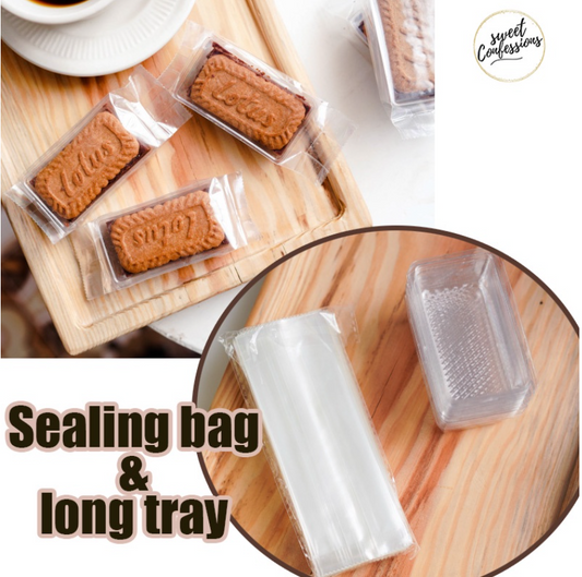 πΈπ¬(50pcs trays/bags) SEALING bag tray gold bar pineapple tart long transparent box heat sealer wrapper cookie bags