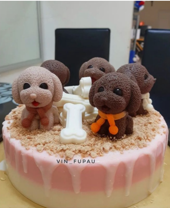 🇸🇬 Dog mould poodle fondant jelly mould Sleeping bear mould 4.5 inch fur animal texture mold cake topper