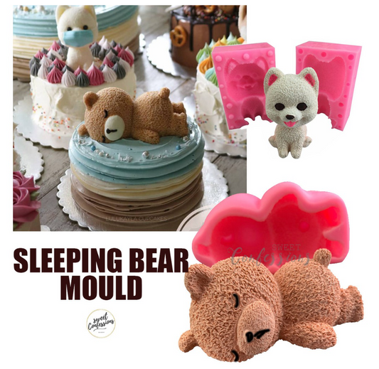 🇸🇬 Dog mould poodle fondant jelly mould Sleeping bear mould 4.5 inch fur animal texture mold cake topper