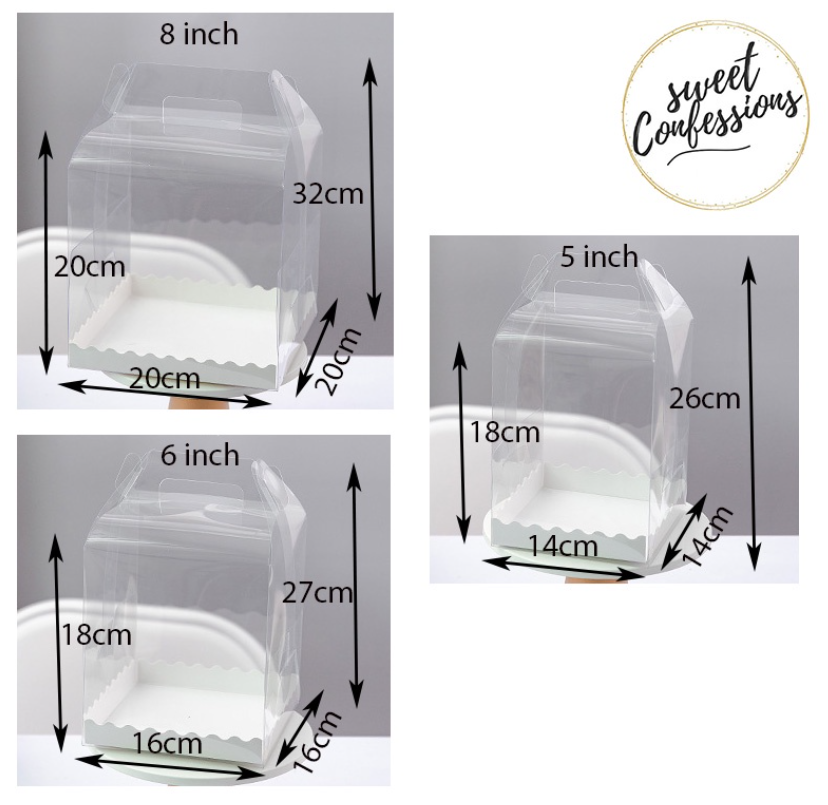 5 / 6 / 8 inch TALL cake box transparent clear gift boxes flower bouquet packaging