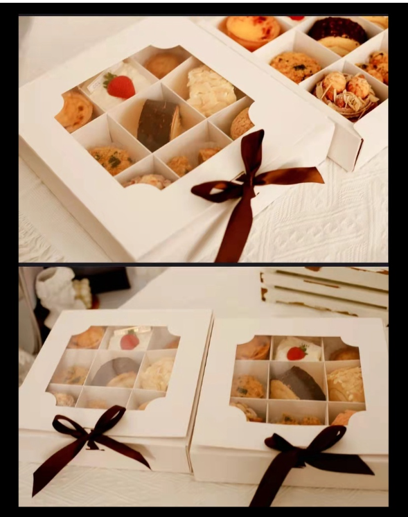 (10 inch box) 9 cavity cake box mini dessert box pastry brownie packaging mooncake box packing tray