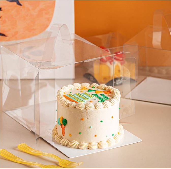 6 / 8 / 10 inch Transparent cake box with handle / clear plastic gift box