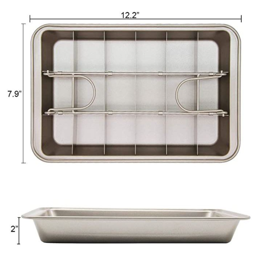 12 inch Brownie pan with dividers baking tray cake pan