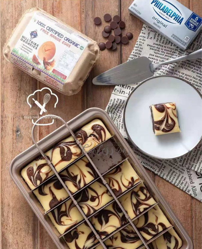 12 inch Brownie pan with dividers baking tray cake pan