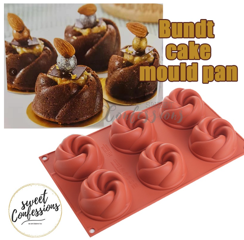 6 cavity Bundt whirlpool mousse cake mould petite gateau french dessert baking mold