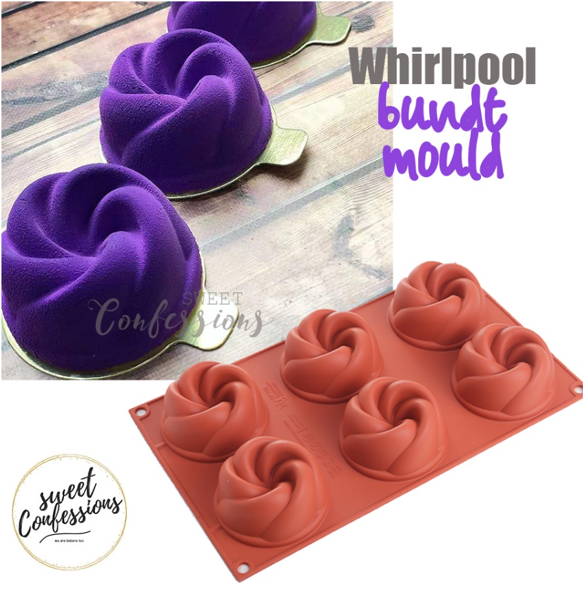 6 cavity Bundt whirlpool mousse cake mould petite gateau french dessert baking mold