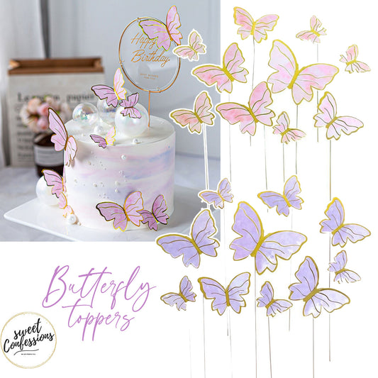 🔥Butterfly topper cake decorating toppers pink purple white butterflies