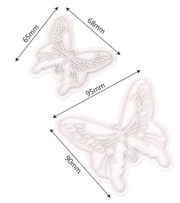 2pcs butterfly impression mould & cutter set fondant cake decorating tool