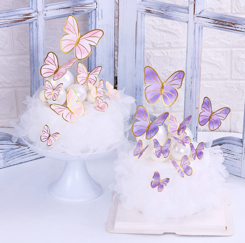 🔥Butterfly topper cake decorating toppers pink purple white butterflies