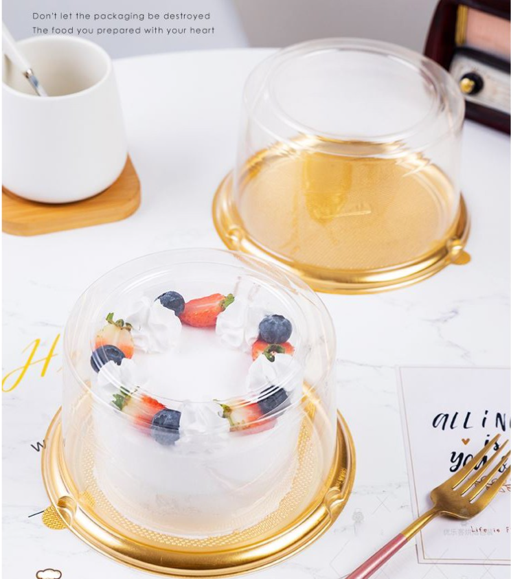 🔥10pcs 6 inch cake container cake box waterproof gold jelly cake packaging transparent clear plastic round cake box